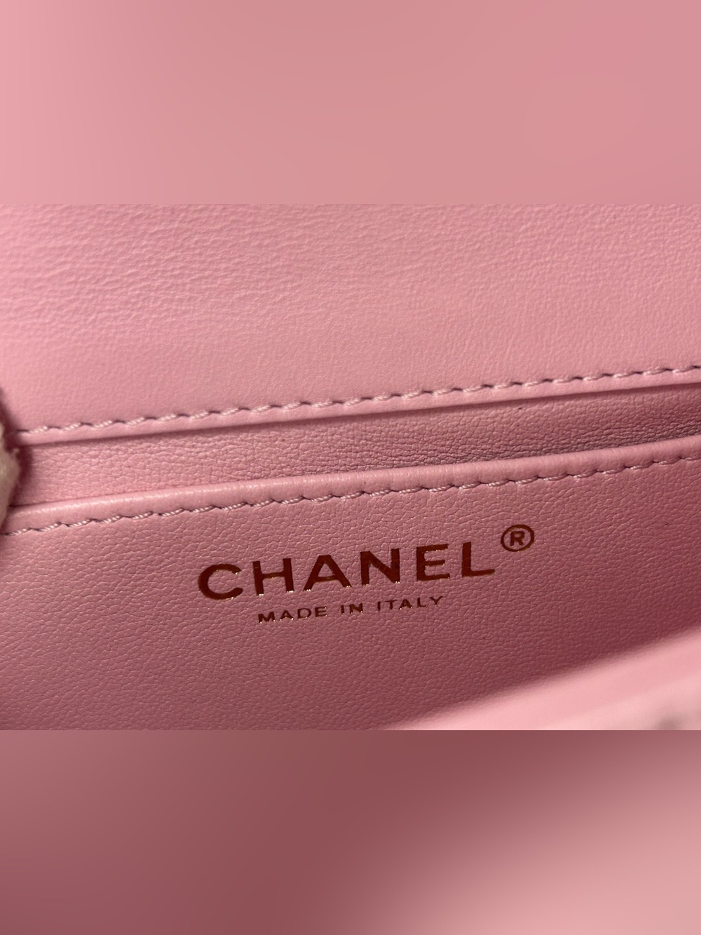 NEW! CHANEL 24S Mini Top Handle Flap Bag Quilted Lambskin Rose Light Pink - Picture 15 of 16